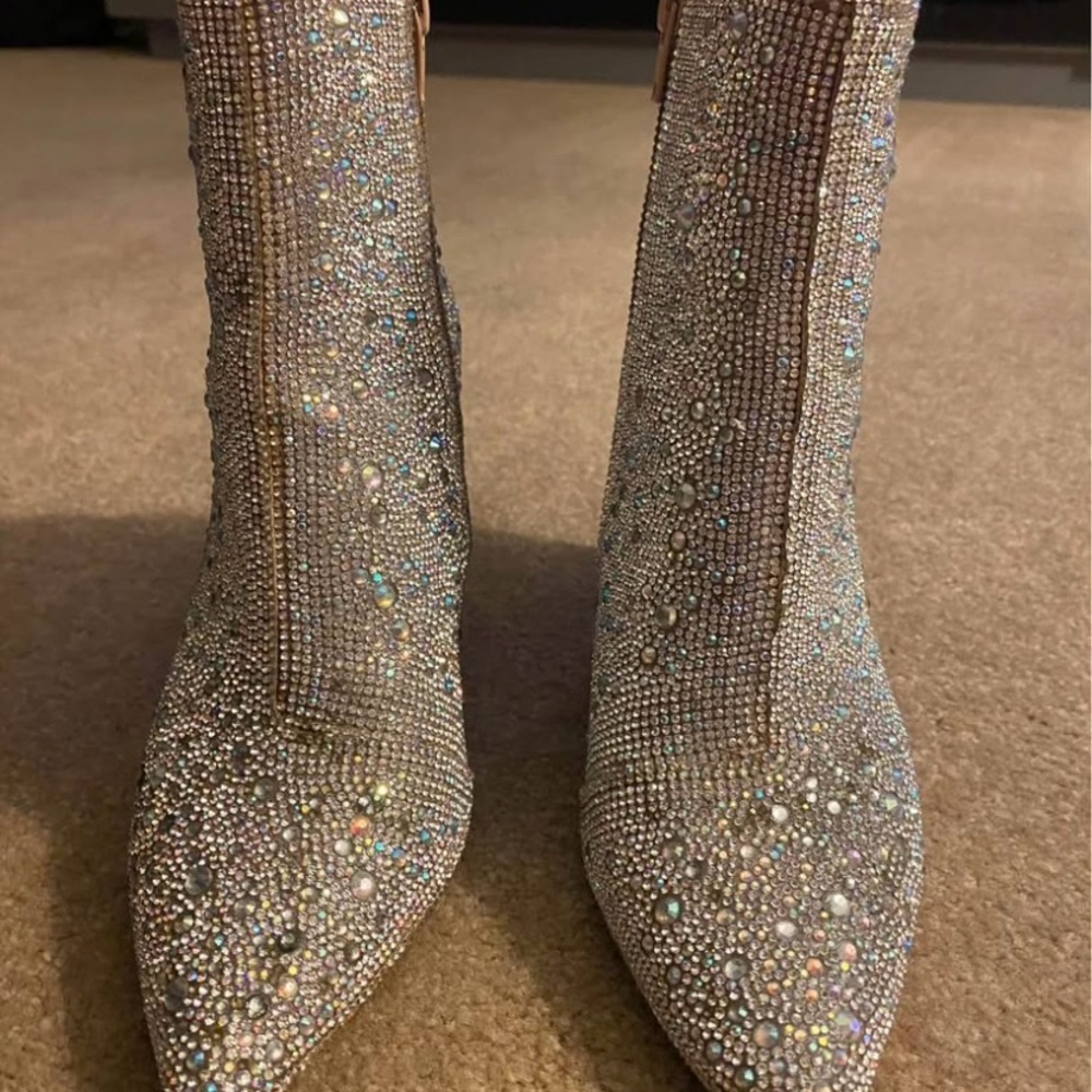 Betsey Johnson Sparkling Silver Rhinestone Boots